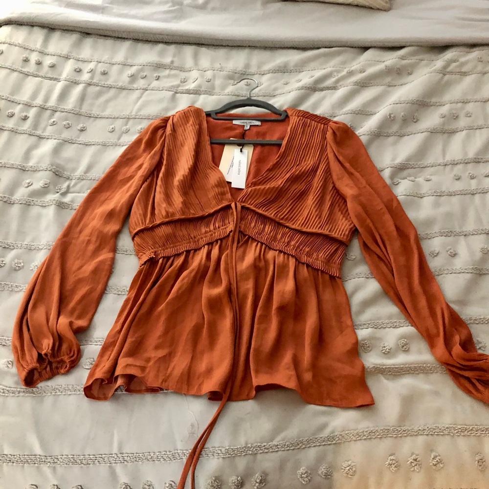 Terracotta cinch waist blouse
